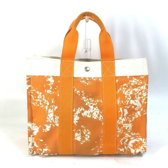 HERMES Hand Bag Bora Bora PM Cheval Spries bag with pouch Tote Bag Canvas Orange - Picture 1 of 16